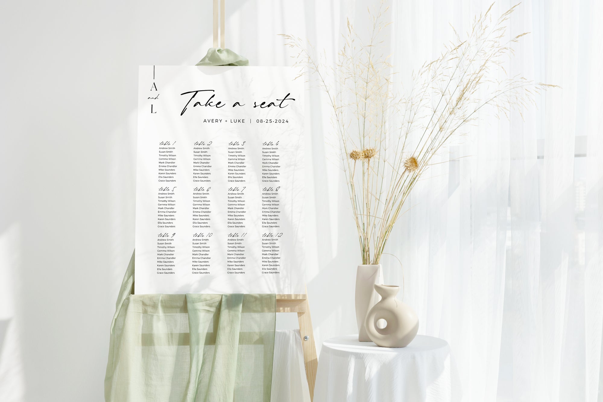 Plan masă acrilic transparent cu flori predefinite, Diandra Events