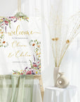 Panou bun venit floral nuntă clasic personalizat fundal alb Diandra Events