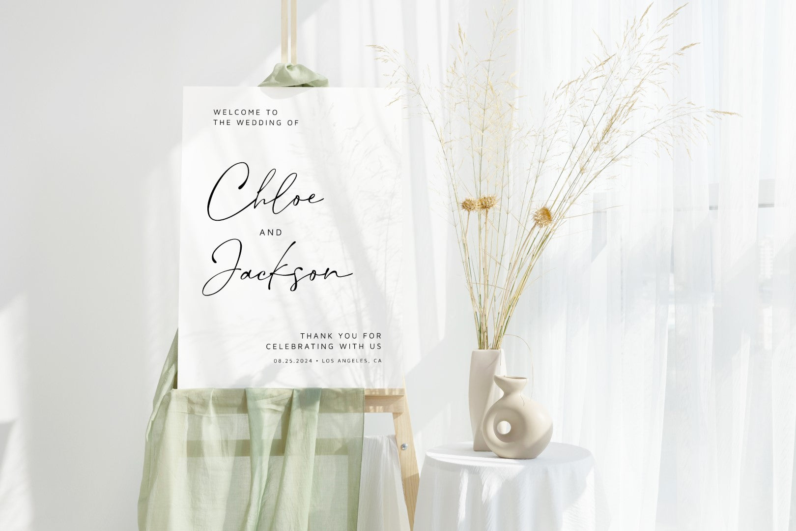 Panou de întâmpinare nuntă floral alb personalizat Diandra Events