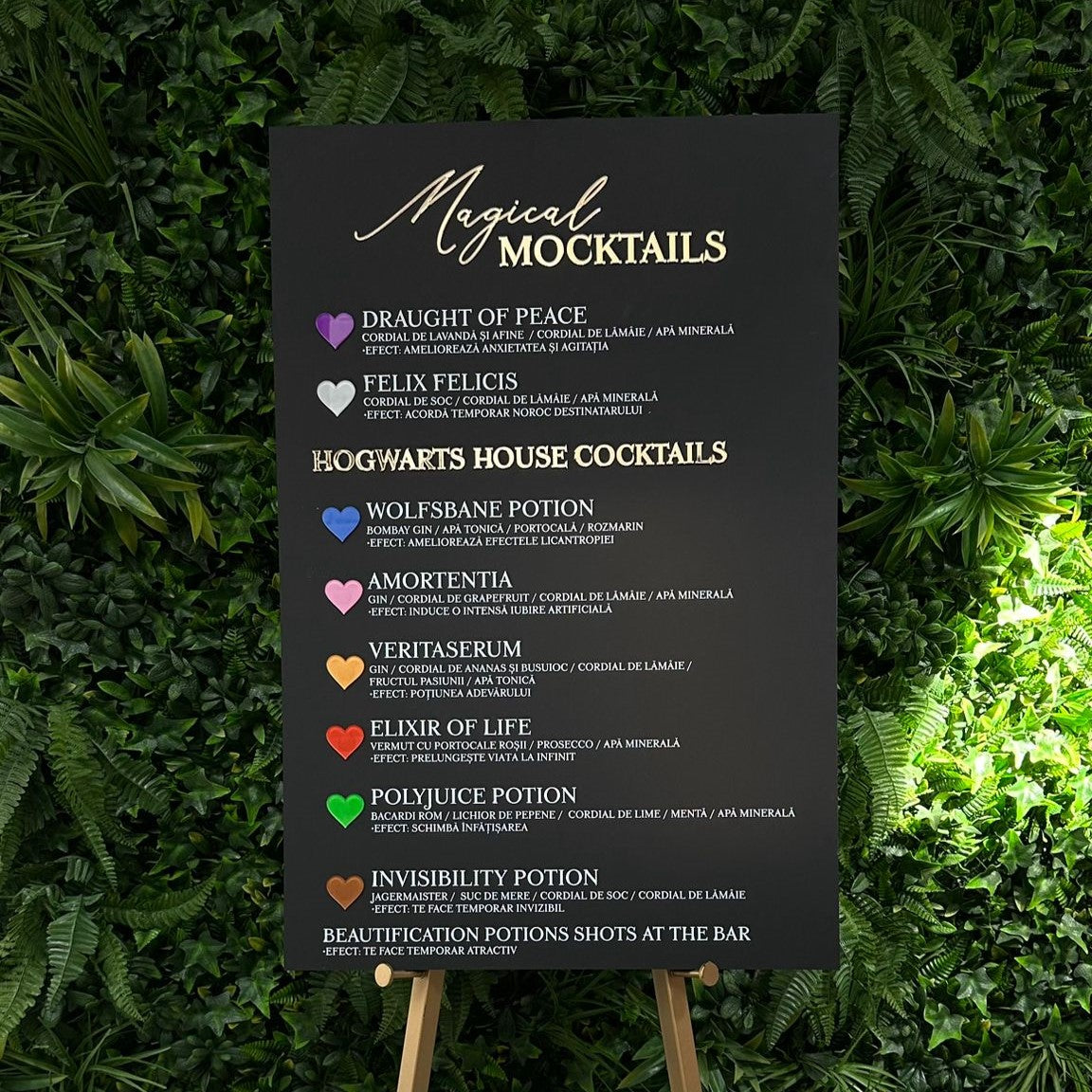 Panou acrilic bar personalizat cu băuturi și cocktailuri pentru recepții și petreceri