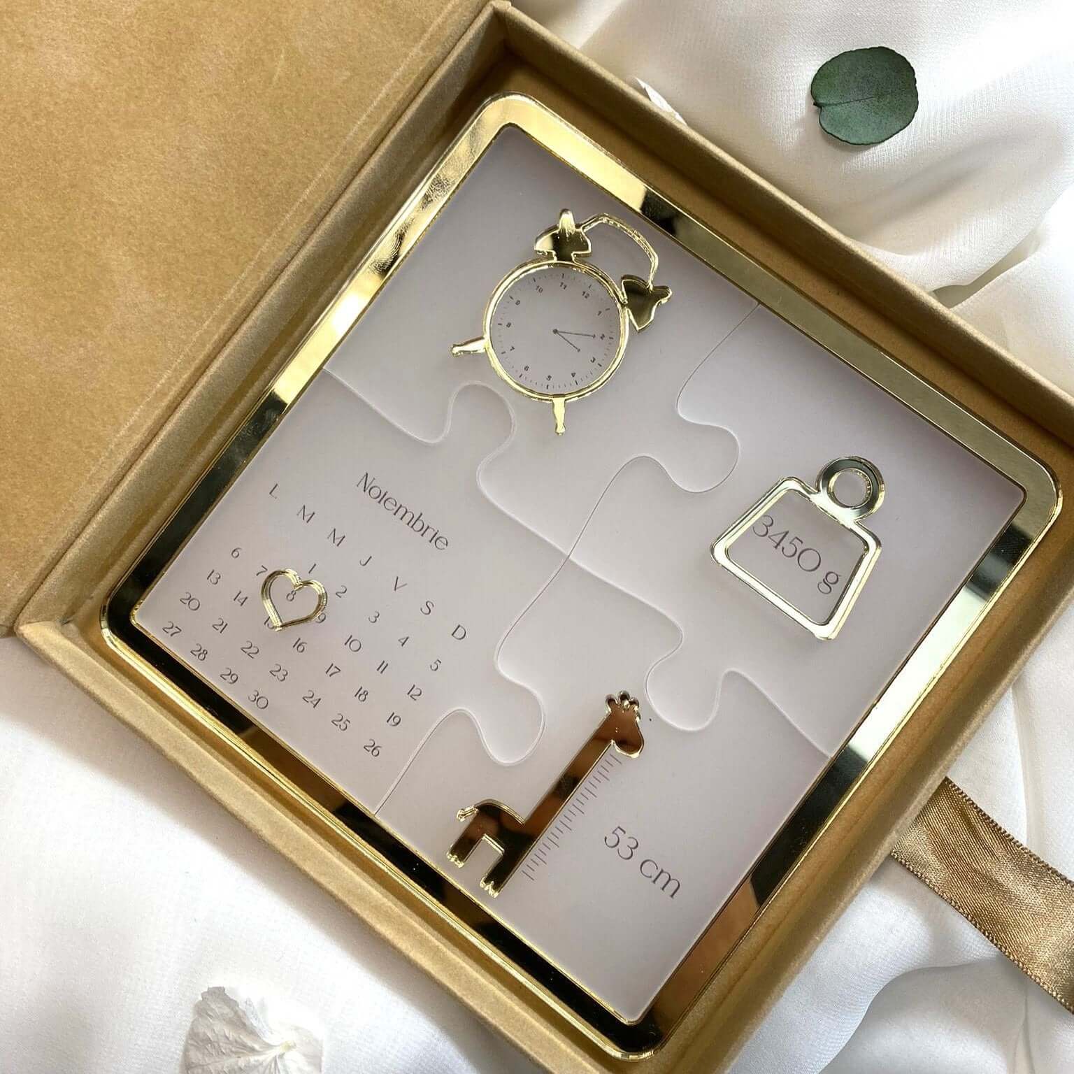 cadou personalizabil acril nou-născut cu dată, greutate, oră și înălțime – puzzle acrilic Diandra Events