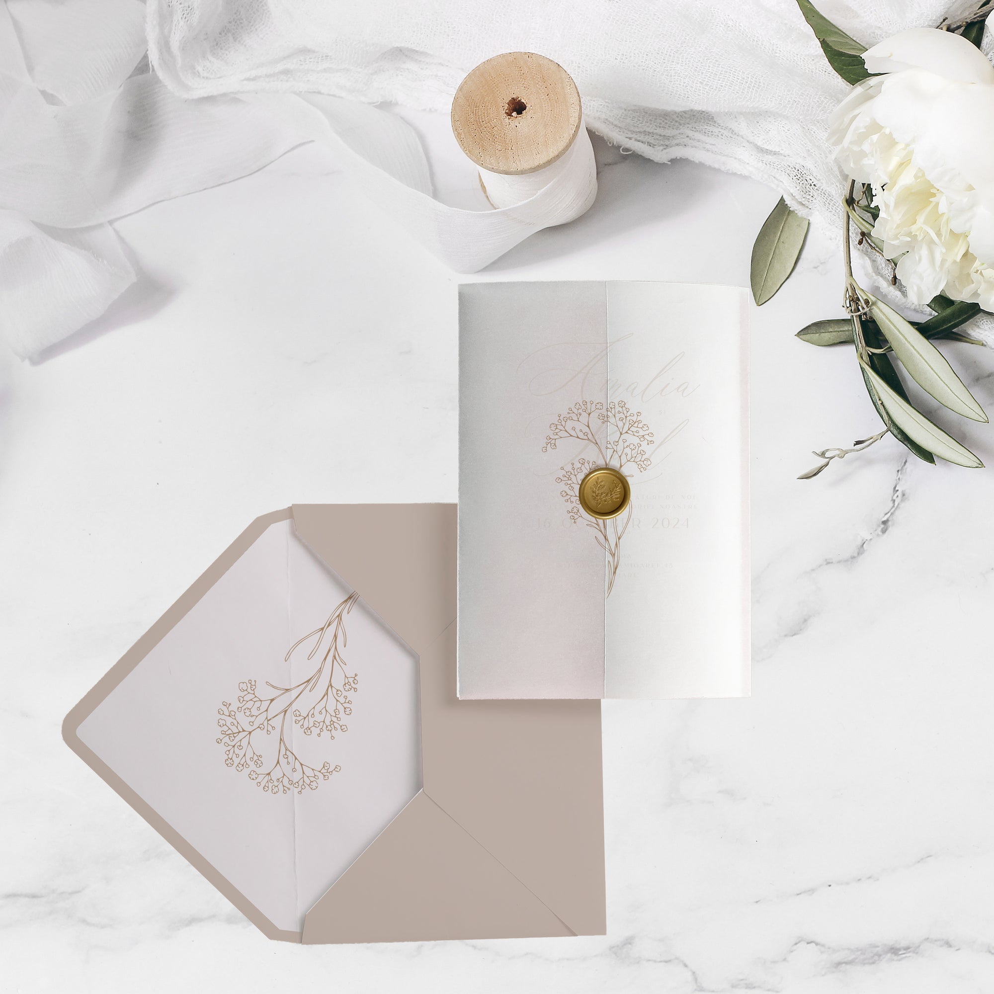 Whisper wedding invitation