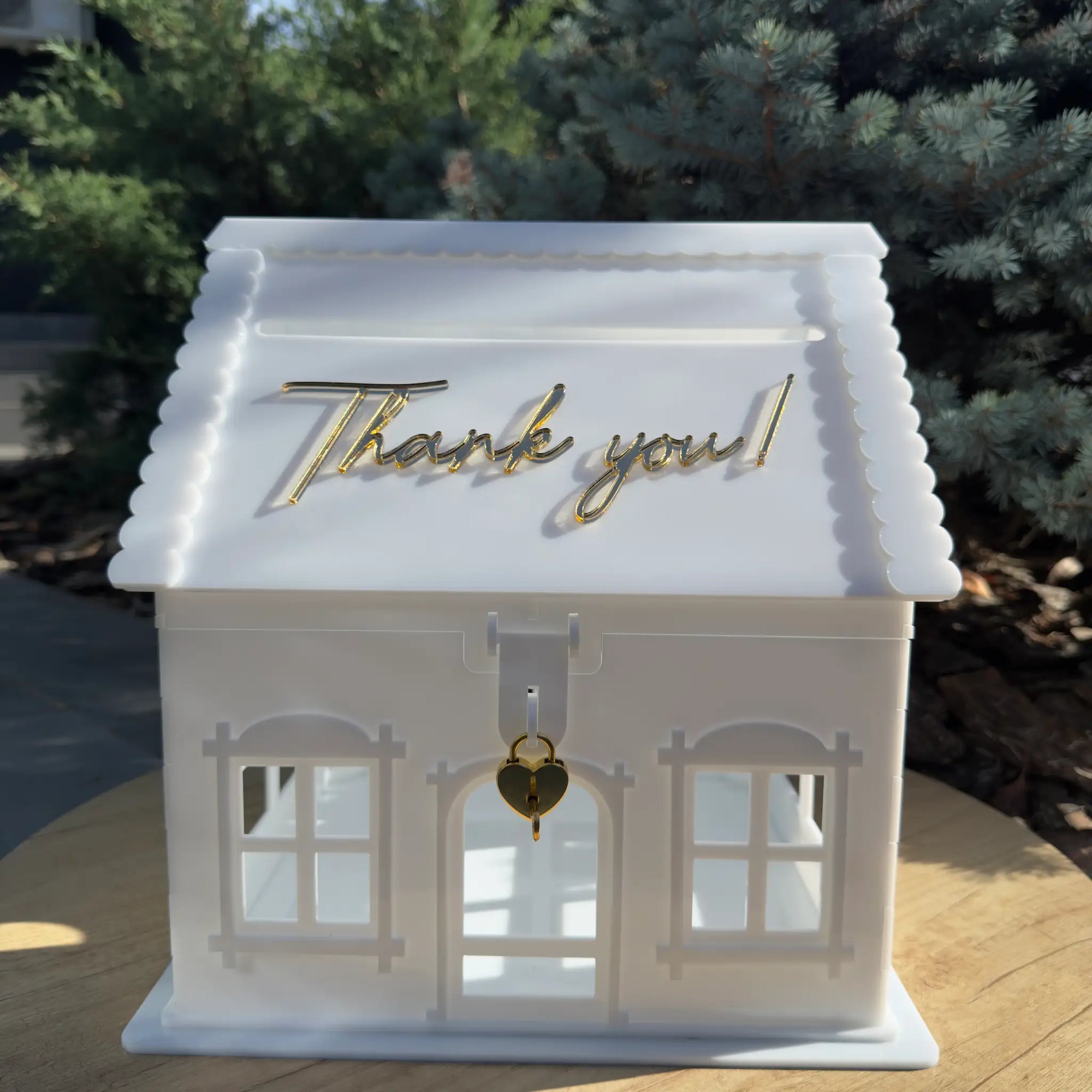 cutie bani nuntă plexiglas alb personalizată cu acril 3d elegant diandra events