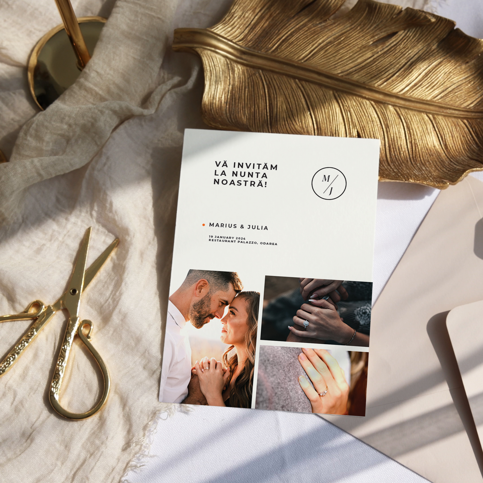 Pose wedding invitation