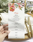 Meniu nuntă individual carton premium, stil clasic floral.