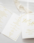 Meniu nuntă personalizat tip carte Diandra Events, carton premium cu design floral romantic.