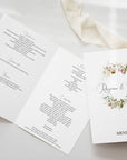 Meniu carton premium tip carte Diandra Events, handmade, decor elegant pentru nuntă.