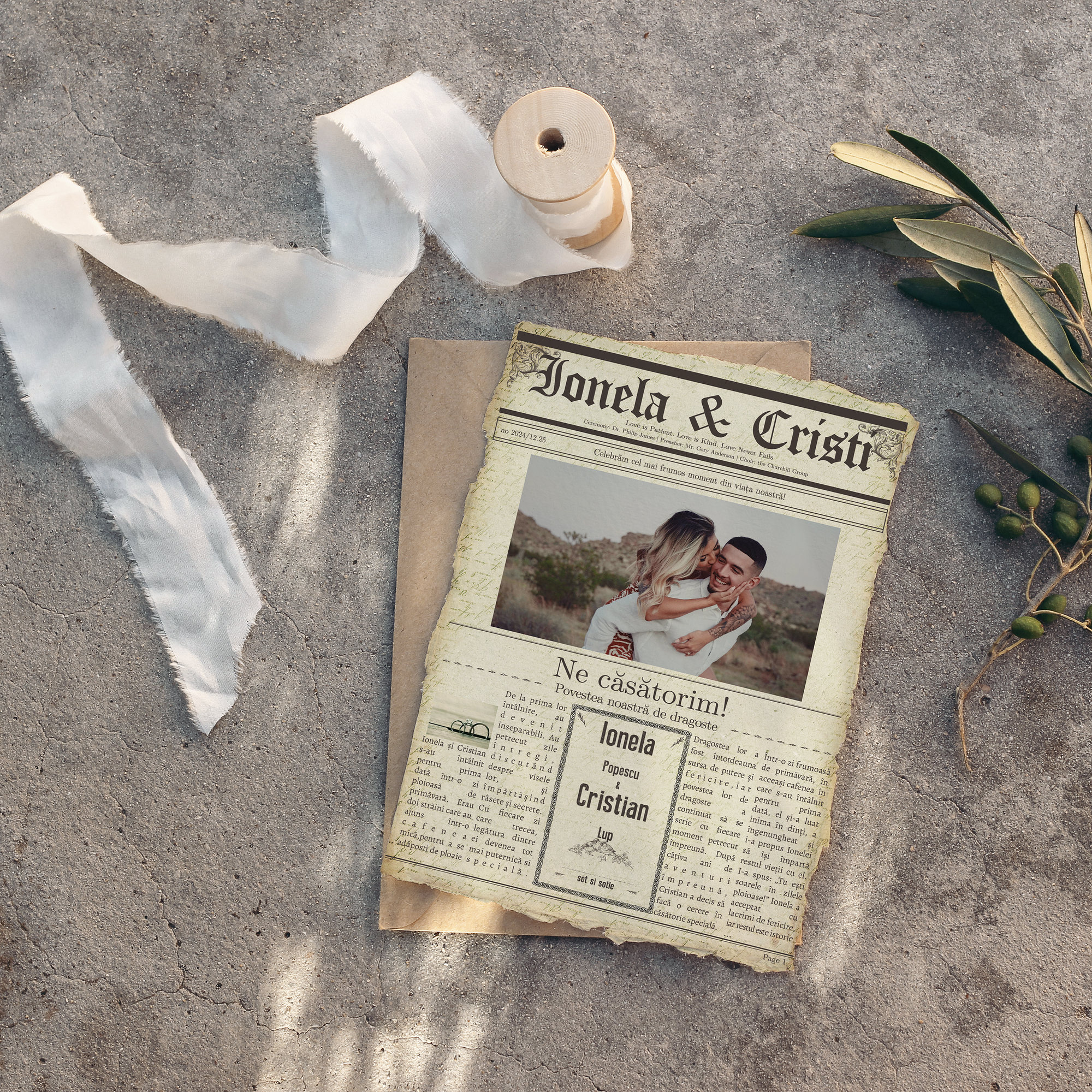 Vintage Newspaper wedding invitation