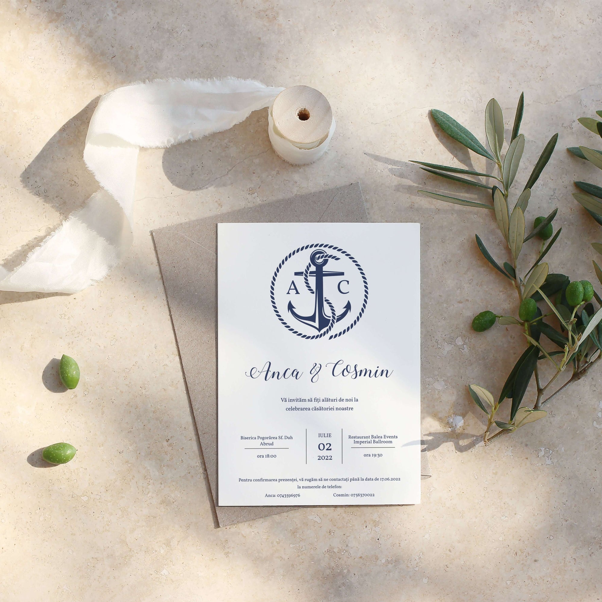 Anchor wedding invitation