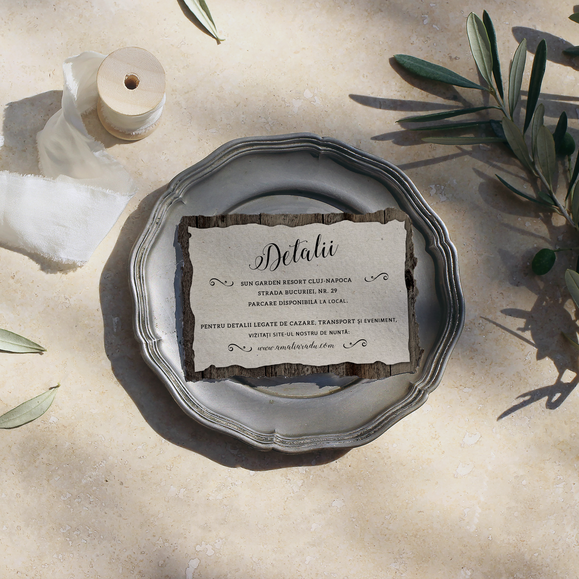 Wood wedding invitation