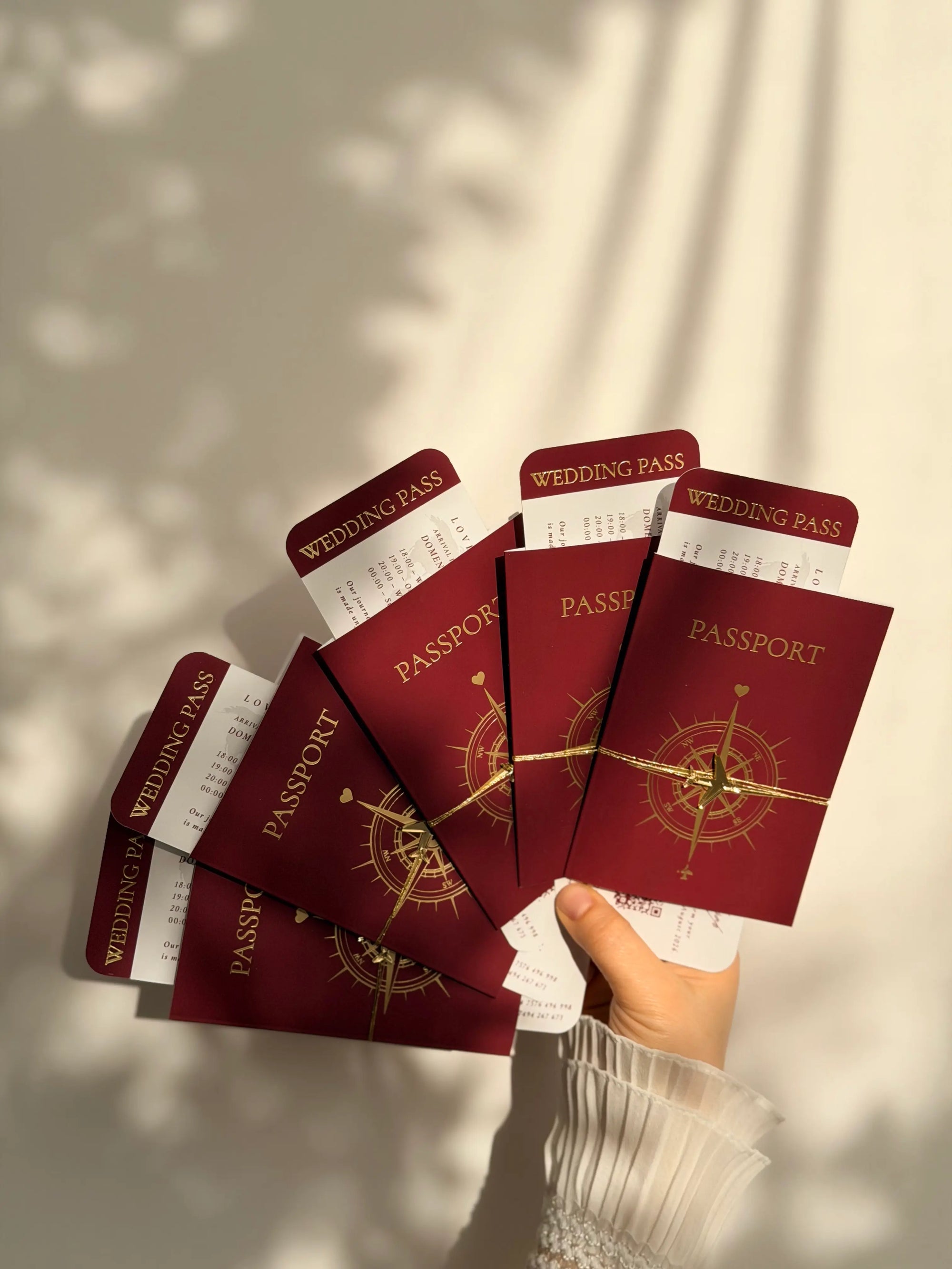 invitație tip pașaport design unic cu busolă și avion decorativ diandraevents