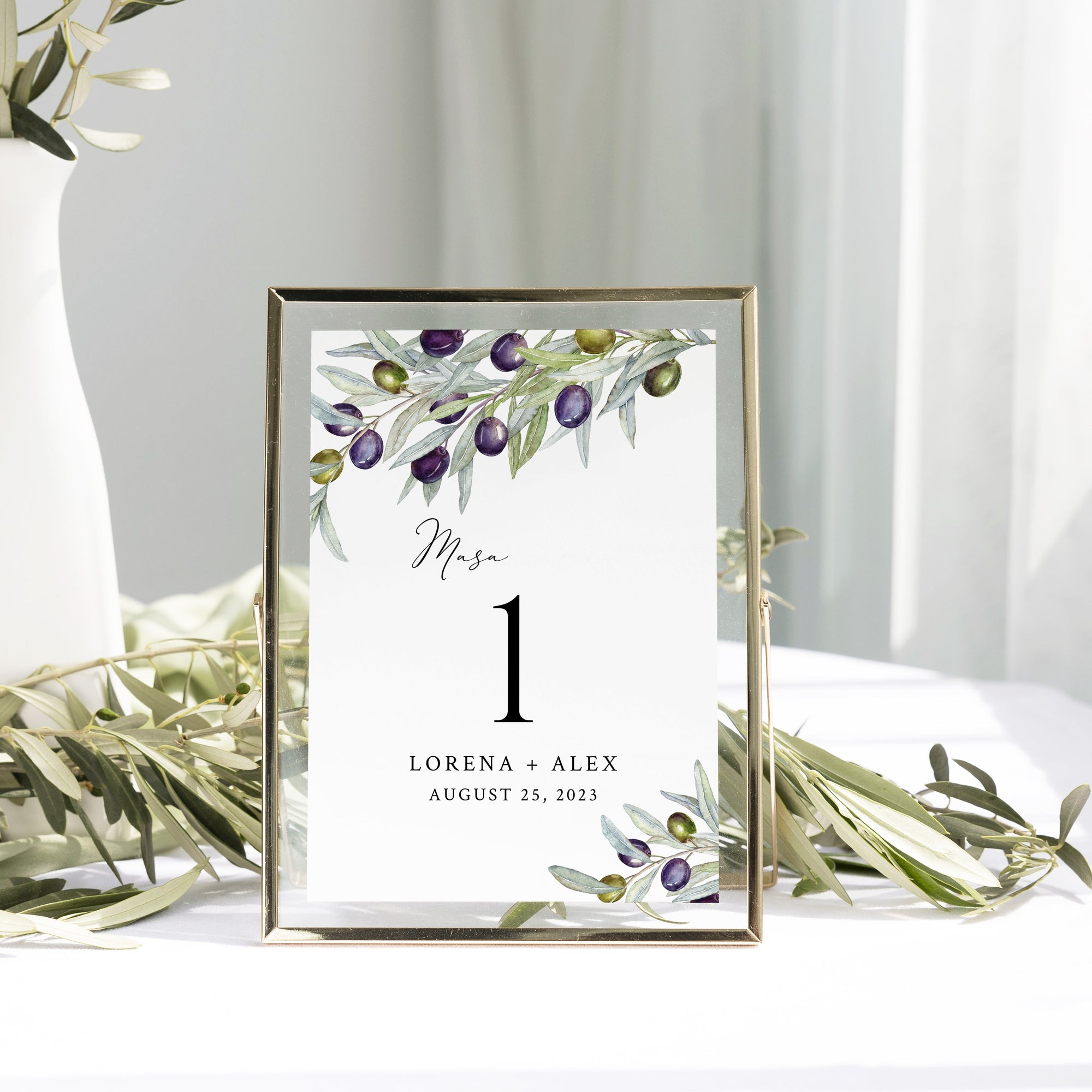 Număr masă carton personalizat cu tematică rustică predefinită, Diandra Events