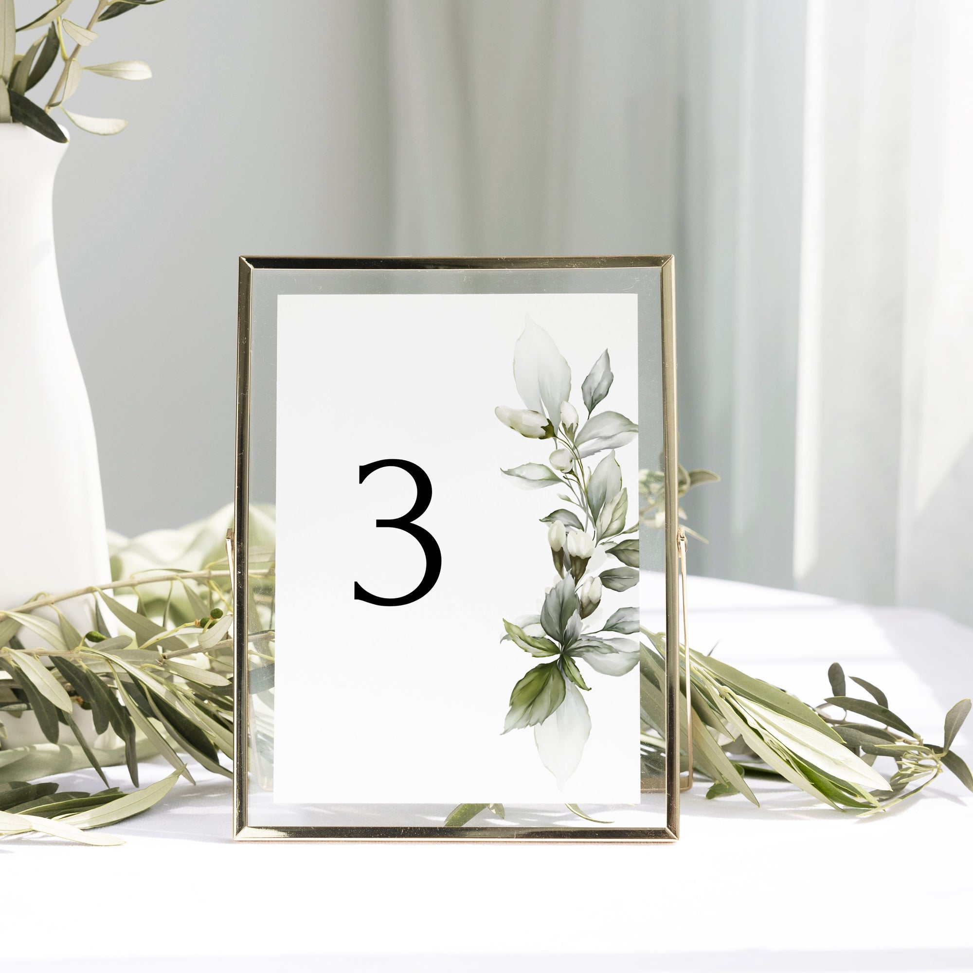 Număr de masă carton personalizat după cerere cu flori pastel, Diandra Events