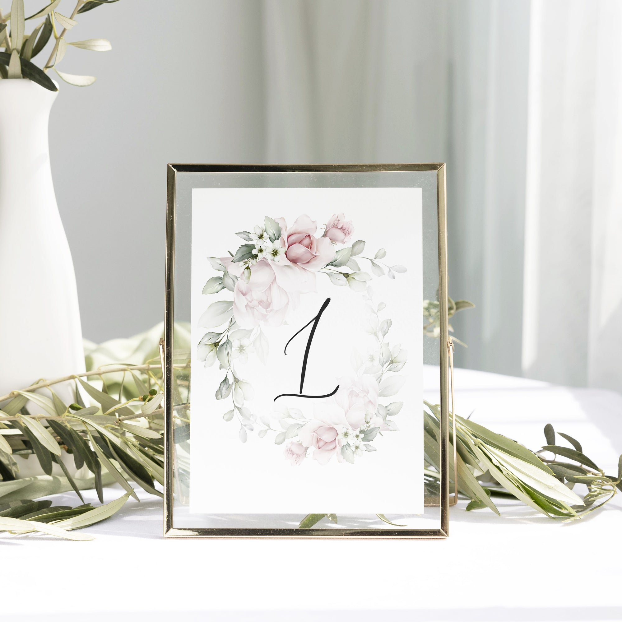 Număr masă din carton personalizat după cerere cu imprimeu floral modern, Diandra Events