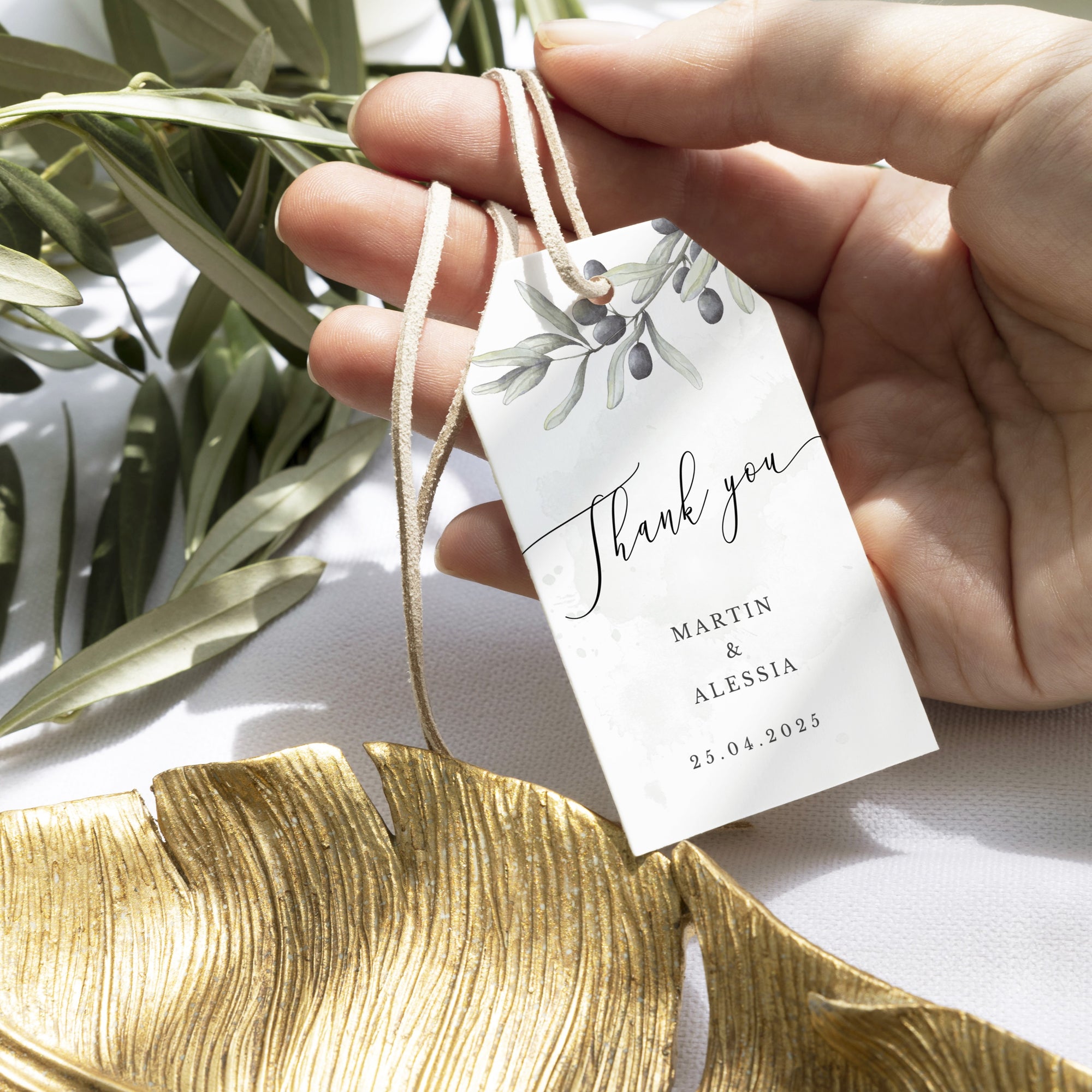 Etichetă din carton premium dreptunghiulară pentru decor de nuntă – Diandra Events