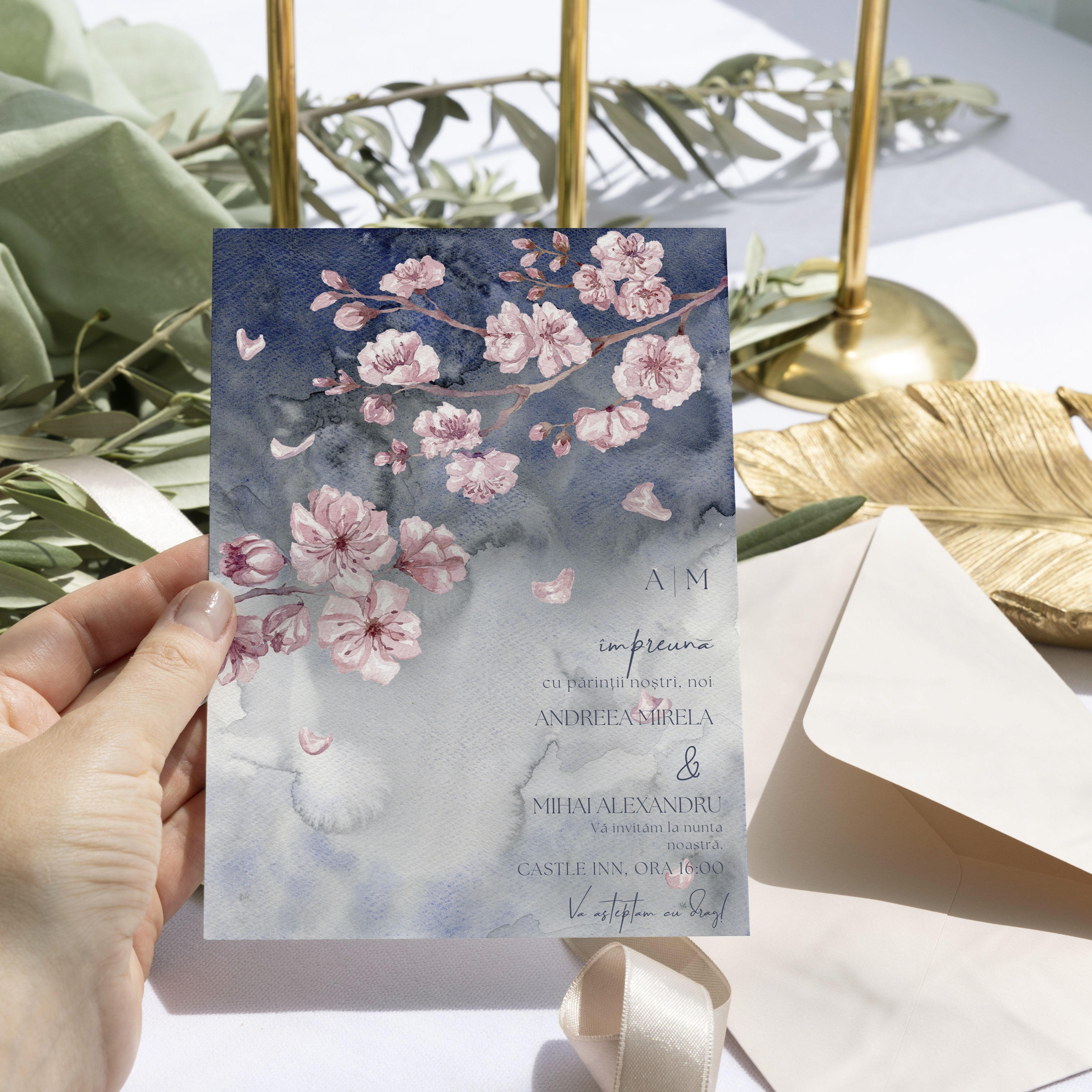 Invitatie nunta Grey Blue