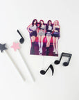 topper tort tematic personalizat cu stele si note muzicale din plexiglas acrilic